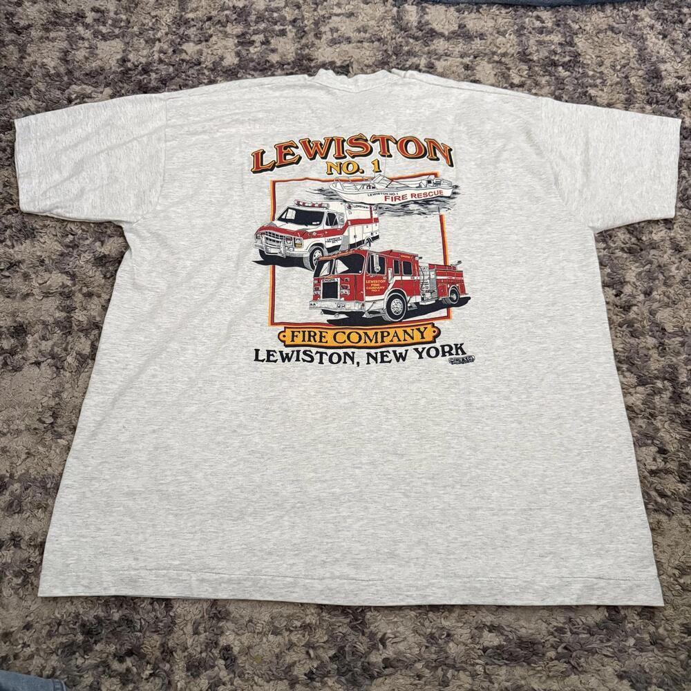 Vintage Lewiston NY Fire Company Tee L USA Screen Stars 90s Graphic